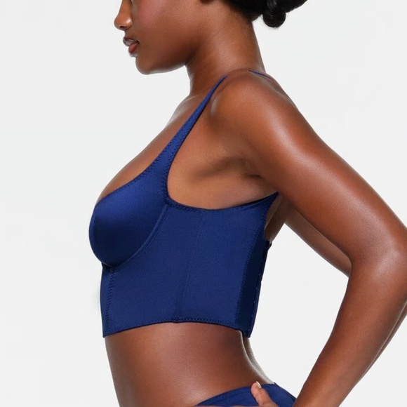 Skims Stretch Satin Corset in Neptune, Size Small - Picture 6 of 7